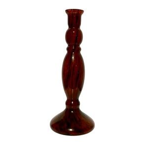 Azzurra Maestri Vetrai Murano Italian Tortoise Shell Art Glass Candlestick
